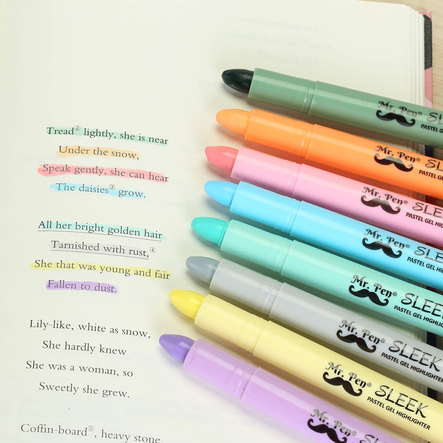 Mr. Pen- Bible Highlighters, Pastel Gel 8 Pack, Assorted Colors, Highlighters No Bleed, Highlighter, Highlighter Set, Dry Markers