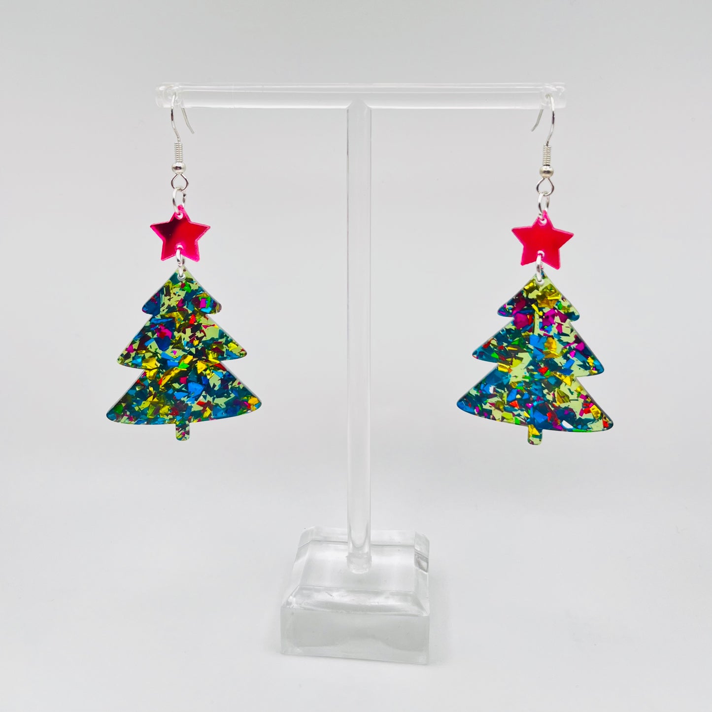 Resin Christmas Tree Earrings