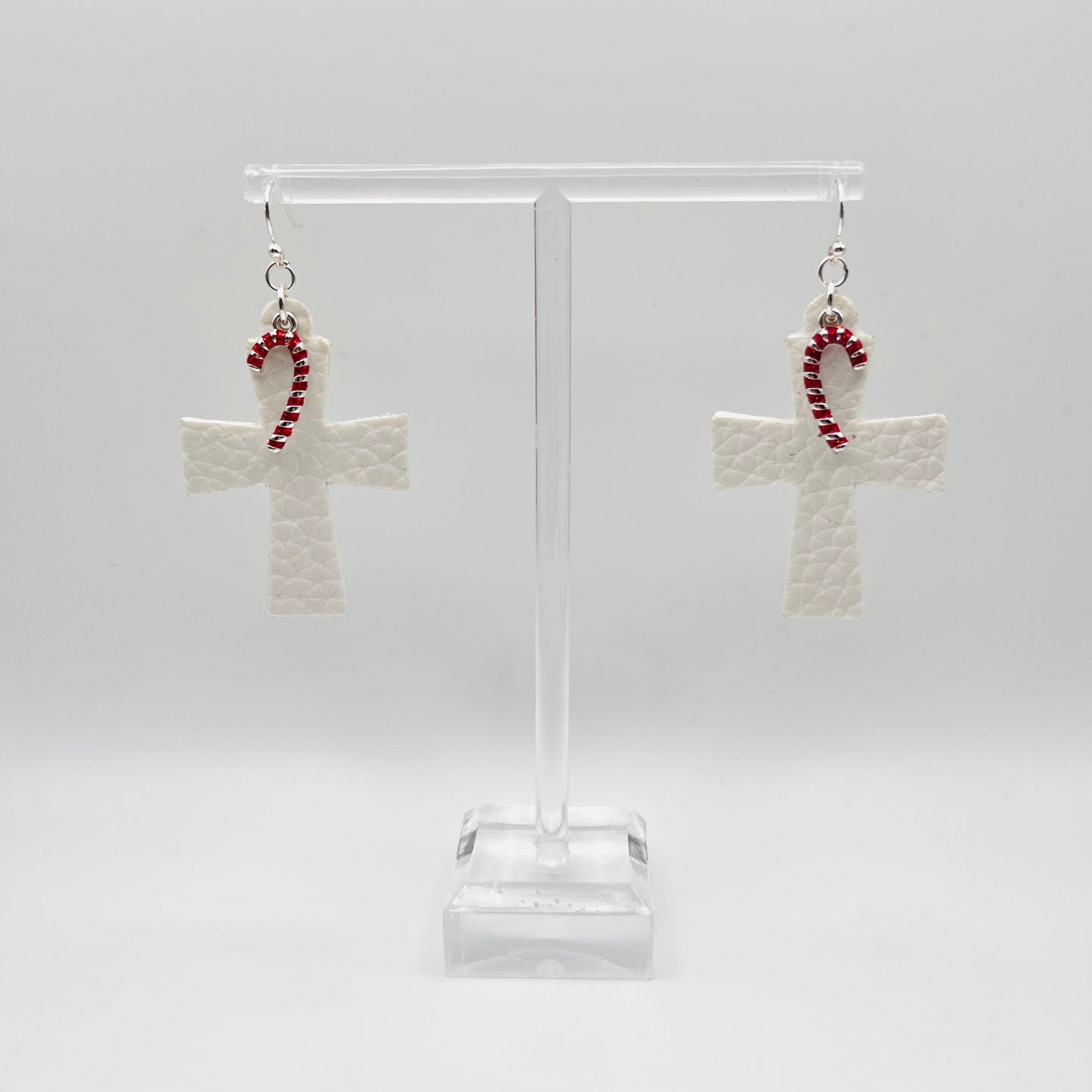 Christmas Cross Faux Leather Earrings