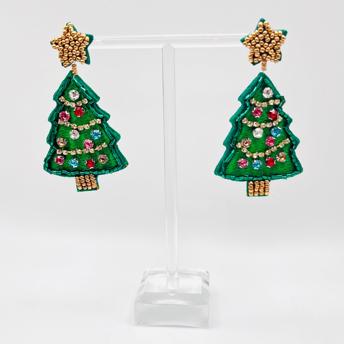 Christmas Tree Beaded Earrings