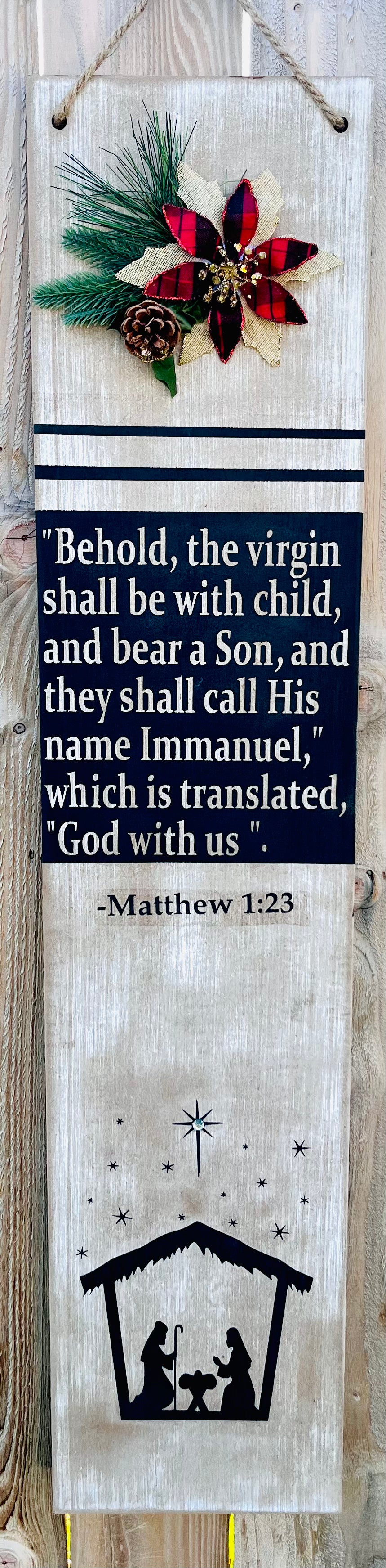 Hand-Crafted "Behold Immanuel" wooden sign