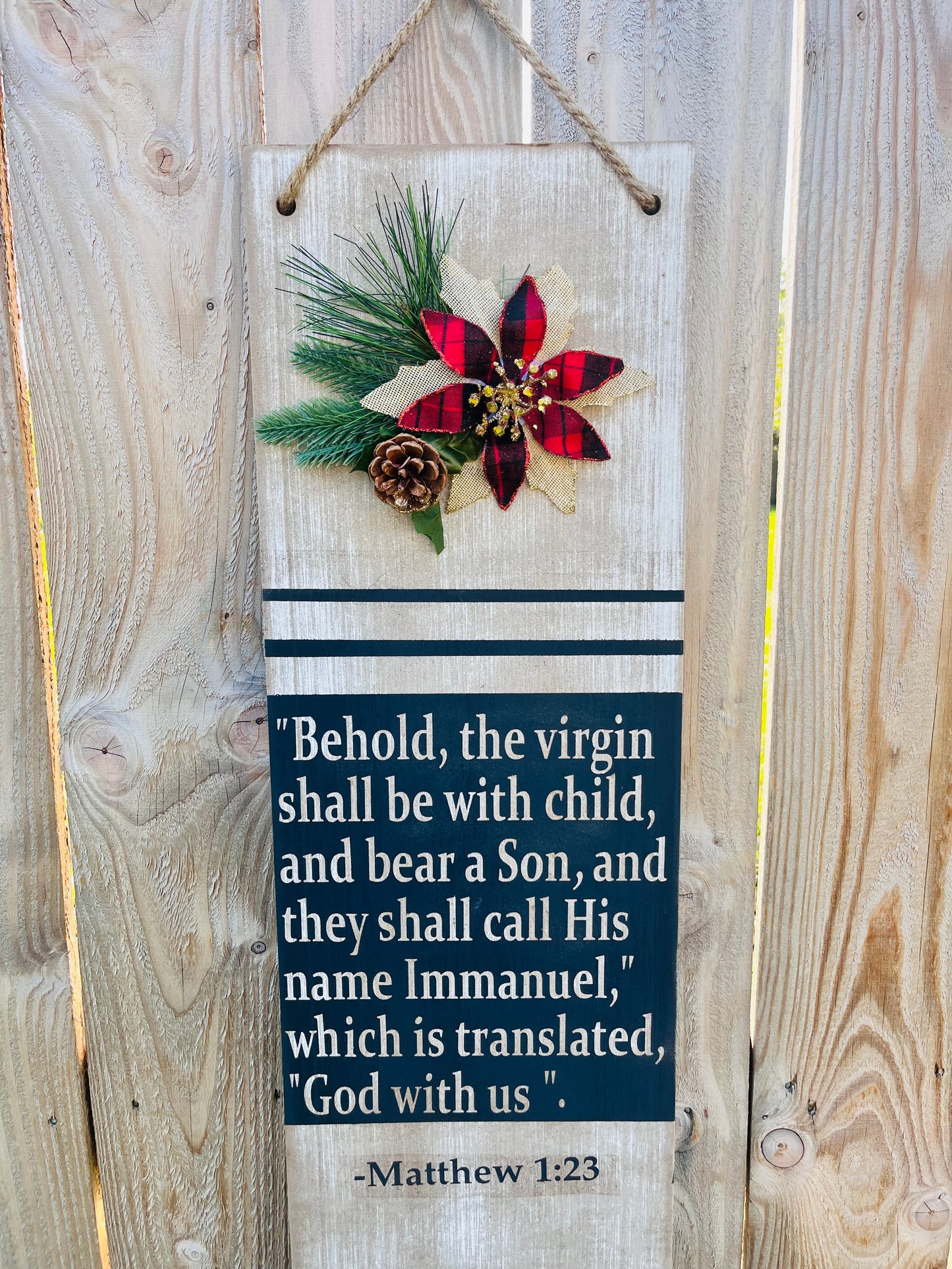 Hand-Crafted "Behold Immanuel" wooden sign