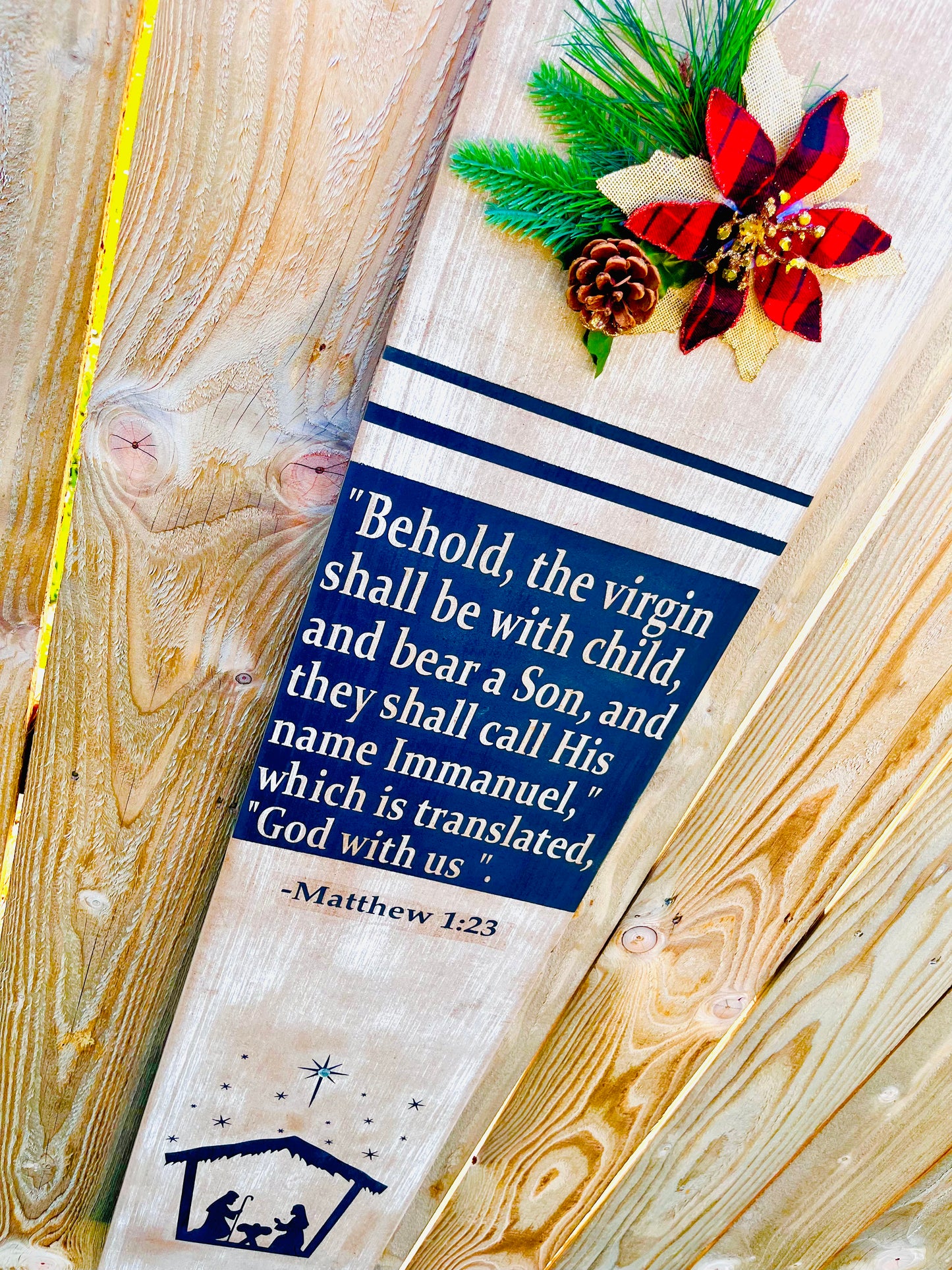 Hand-Crafted "Behold Immanuel" wooden sign