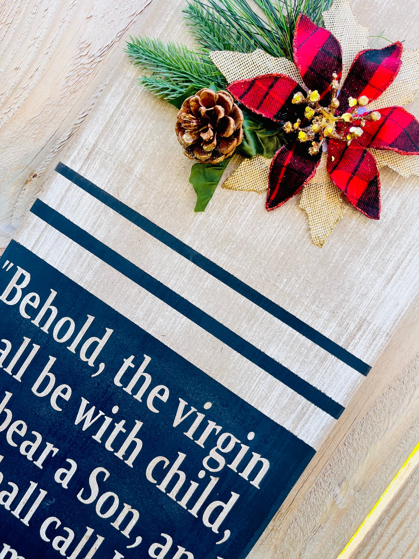 Hand-Crafted "Behold Immanuel" wooden sign