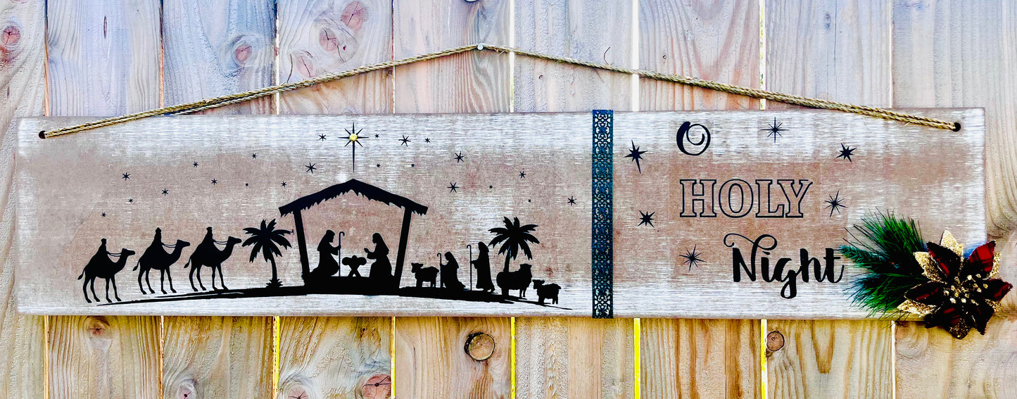 Hand-Crafted "O Holy Night" wooden sign