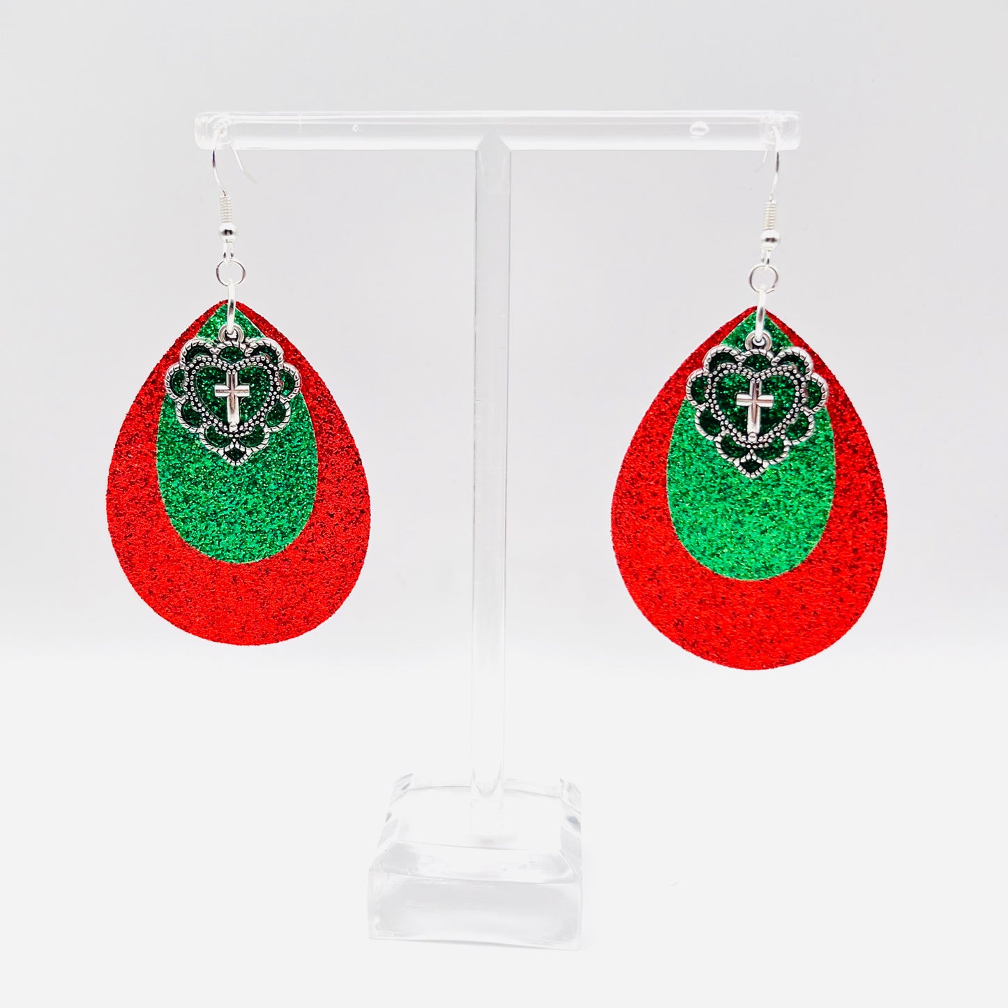 Faux Leather Christmas Earrings