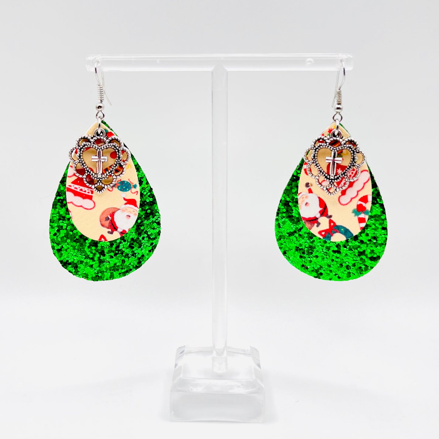 Faux Leather Christmas Earrings