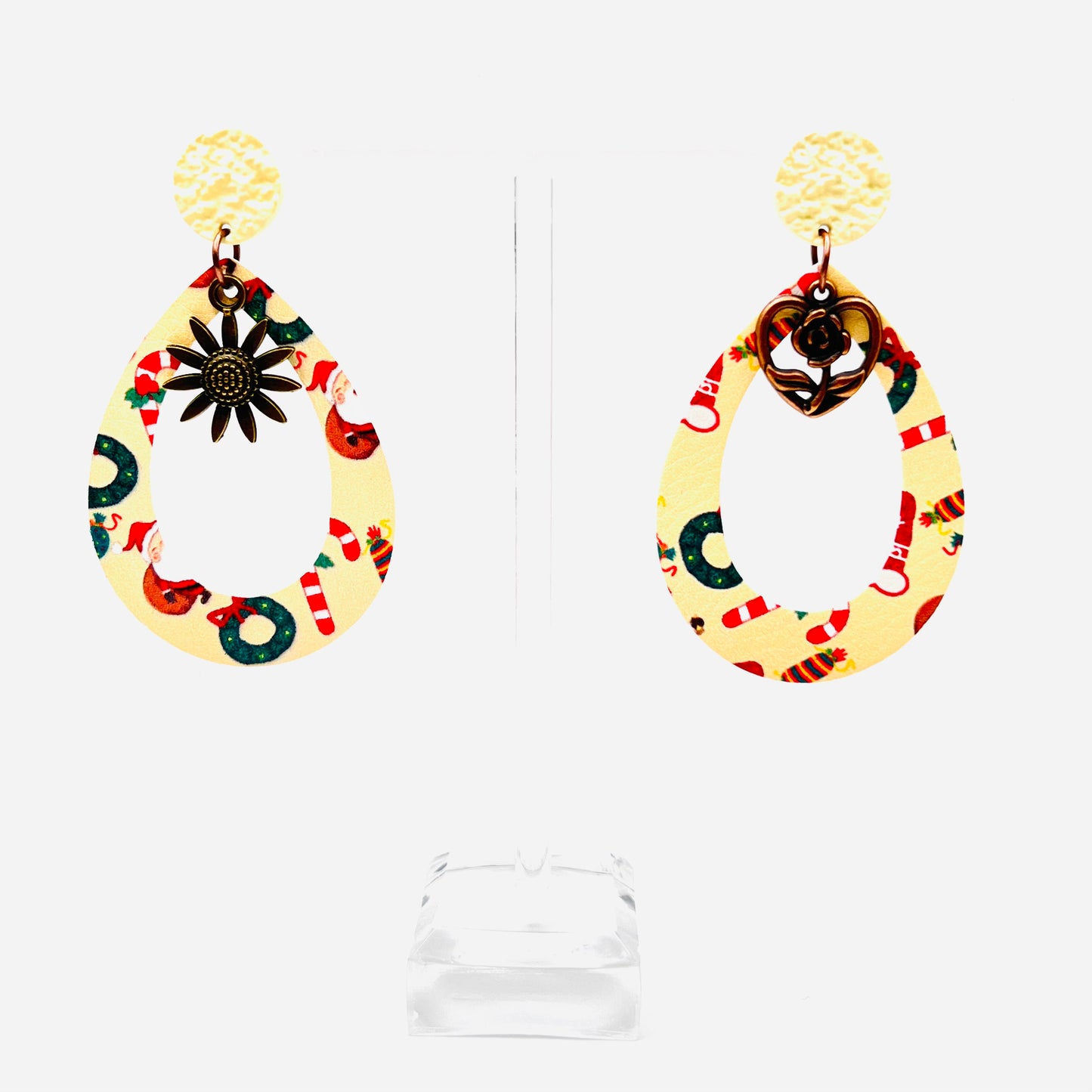 Faux Leather Christmas Earrings