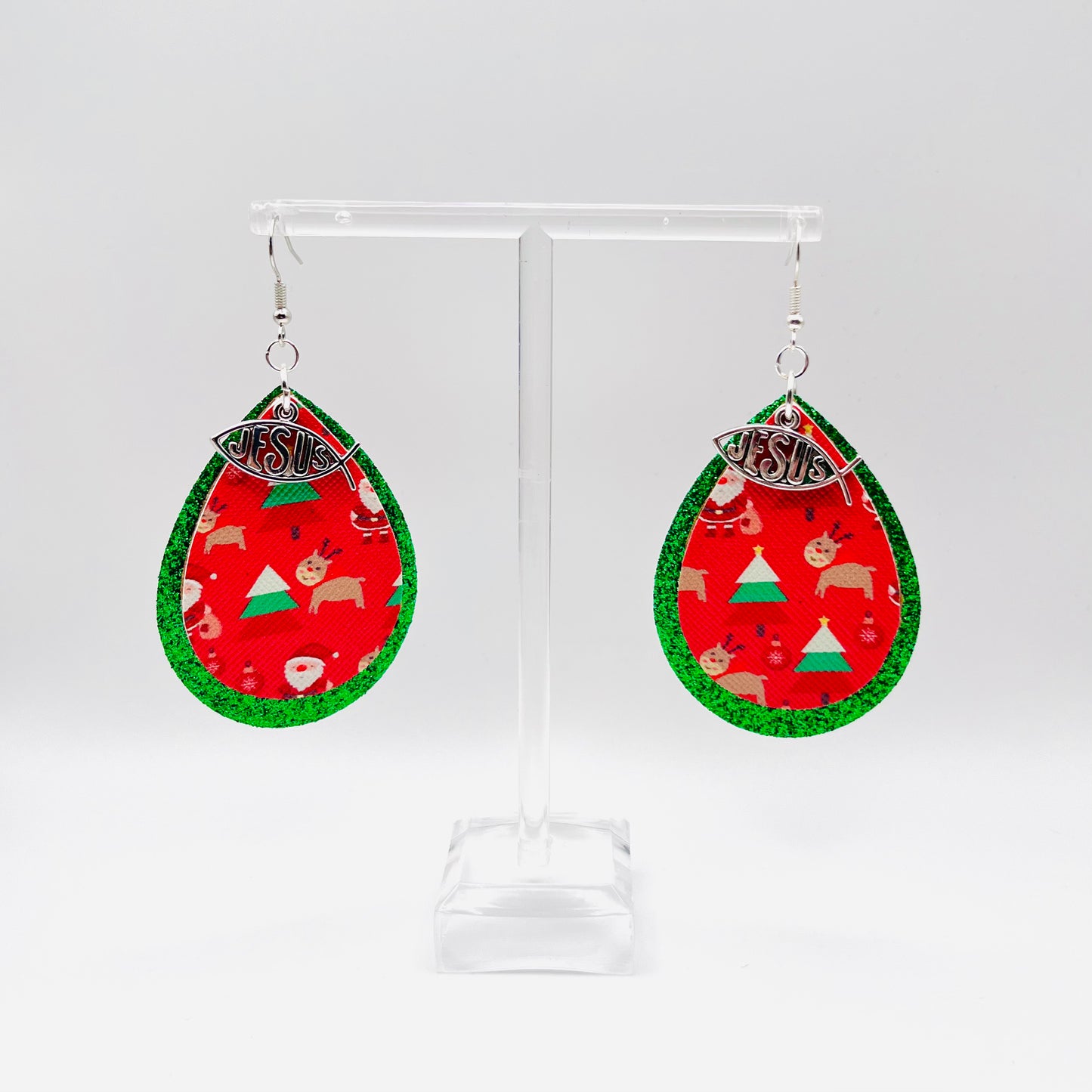 Faux Leather Christmas Earrings