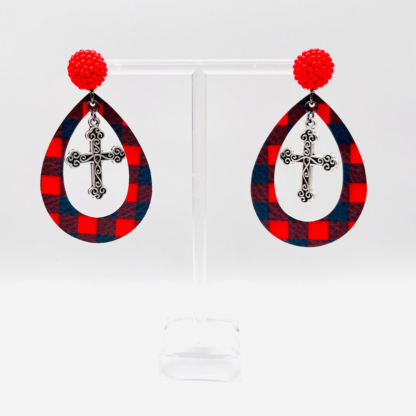 Red Stud Christmas Earrings