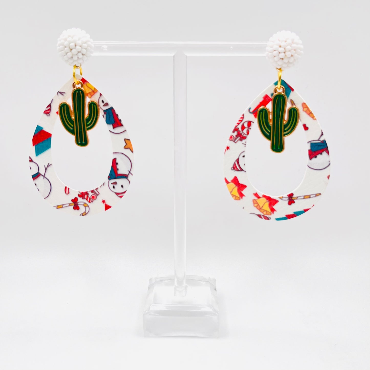 Faux Leather Christmas Earrings