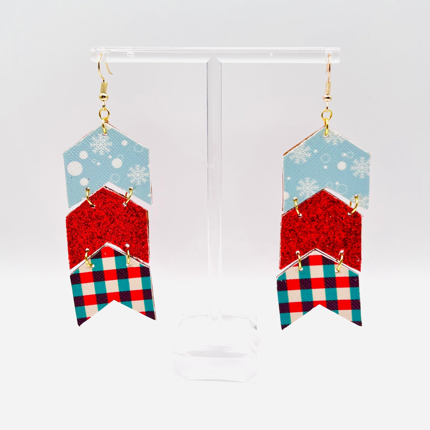 Faux Leather Christmas Earrings