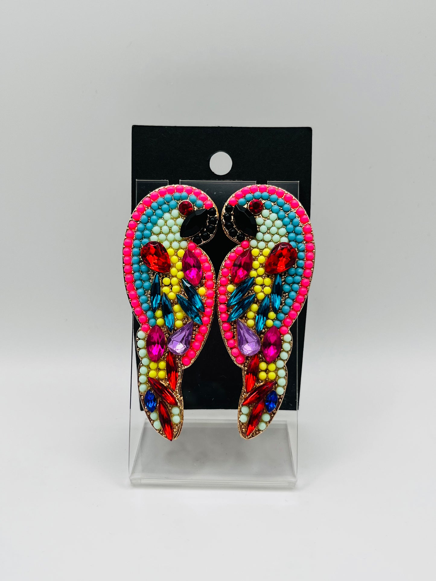 Rhinestone Parrot Earrings