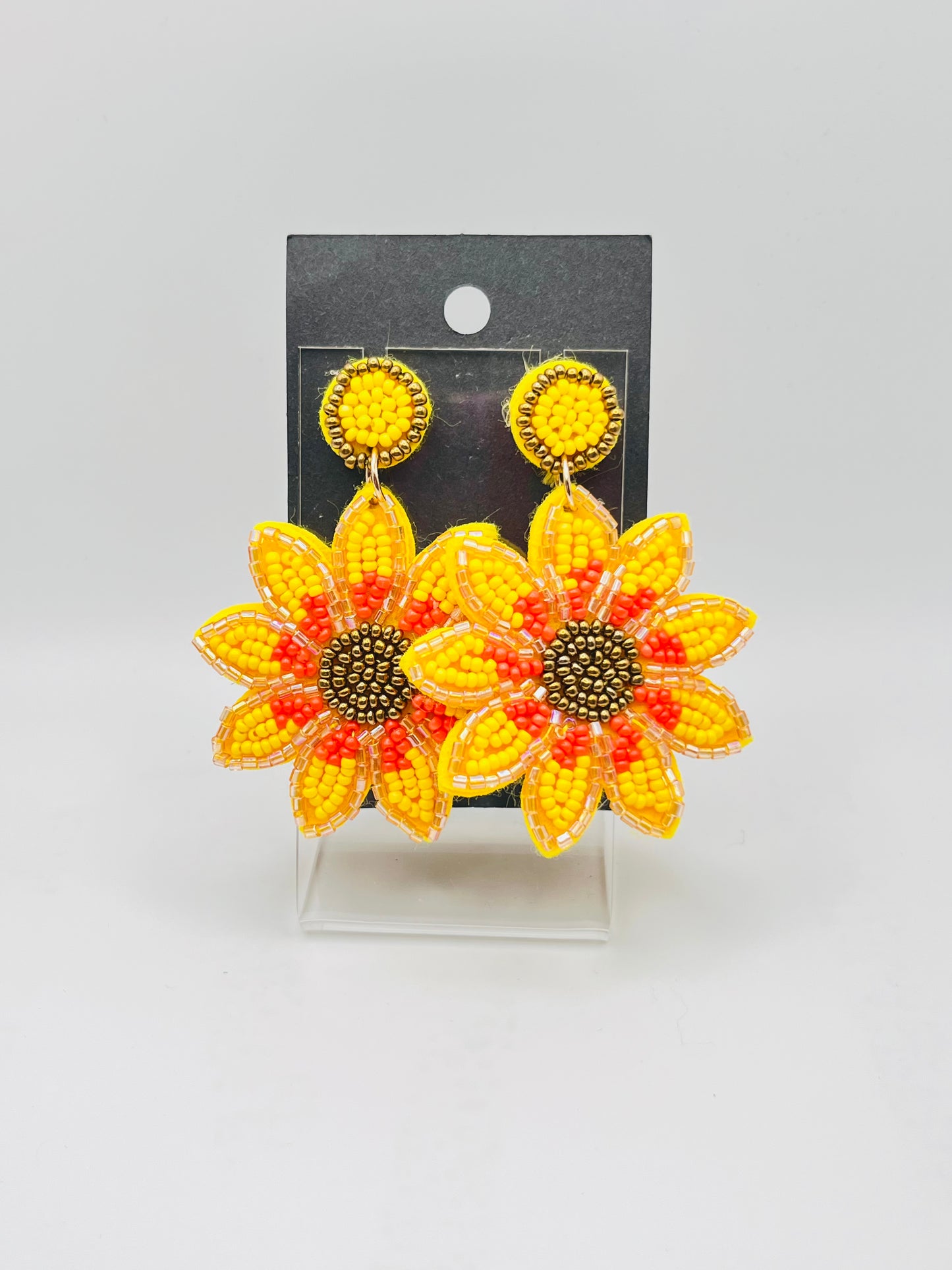 Bead Sunflower Earrings