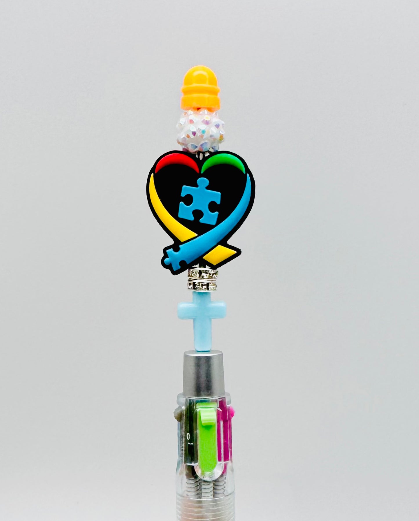 Chunky Multicolor Pen- Awareness Heart Autism