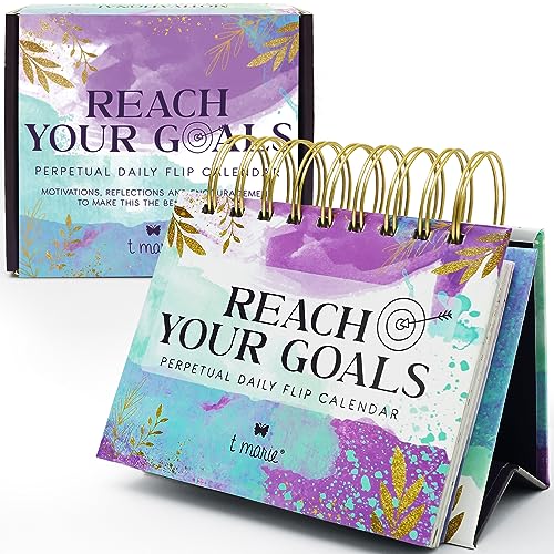 Reach Your Goals Daily Desk Calendar - Motivational Gift and Positive Affirmations for Women - 2023-2024 Perpetual Calendar, Cute Office Decor, Gratitude and Self Care Gifts for Women, Inspirational