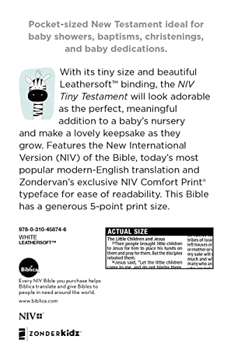 NIV, Tiny Testament Bible, New Testament, Leathersoft, White, Comfort Print