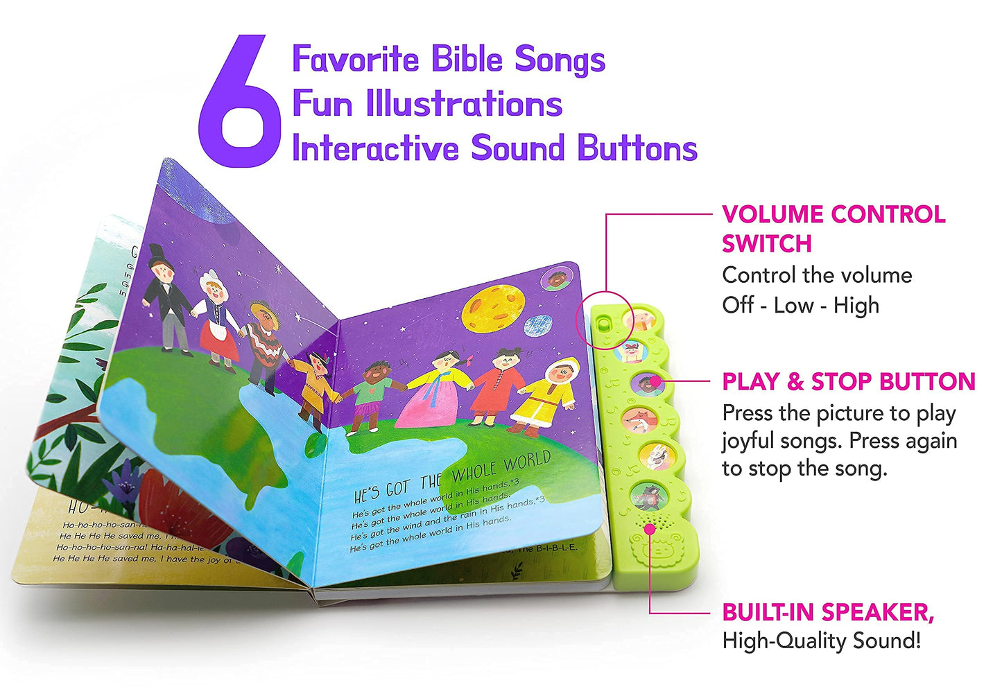 Sing Along with Jesus - Christian Sound Books for Toddlers 1-3 | Musical Baby Books | Interactive Toddler Books | Religious Musical Toys for Kids | Interactive Books for 1 Year Old | Talking Books